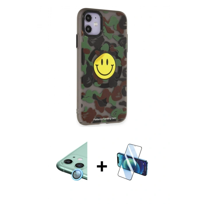 MARSİLYAN™- iPhone 11 Kılıf Nova Doku Koleksiyonu - Siyah 3D Antistatik Seramik Nano Ekran Koruyucu + Raze Metal Kamera Lens - MI