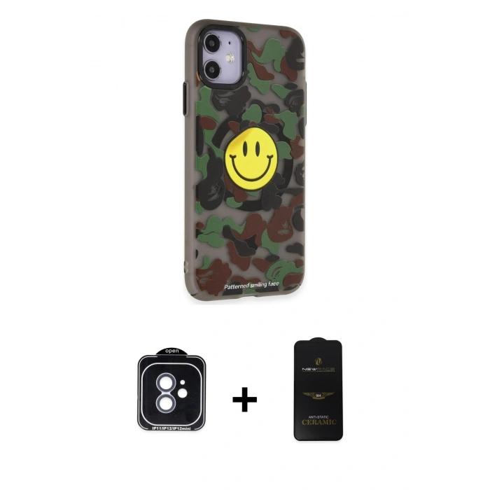 MARSİLYAN™- iPhone 11 Kılıf Nova Doku Koleksiyonu - Siyah 6D Antistatik Mat Seramik Hayalet Nano Ekran Koruyucu + PVD Metal Kamera Lens - MI