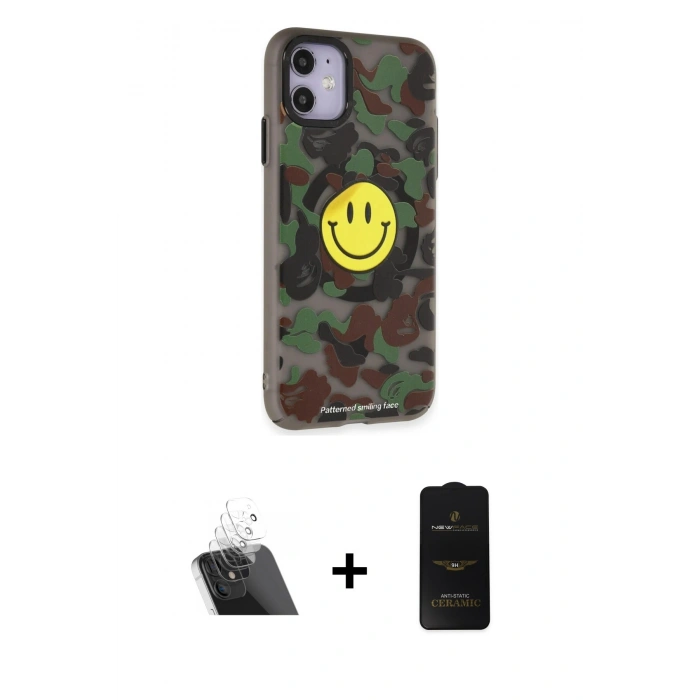 MARSİLYAN™- iPhone 11 Kılıf Nova Doku Koleksiyonu - Siyah 6D Antistatik Mat Seramik Hayalet Nano Ekran Koruyucu + Kamera Lens Koruma Cam - SF