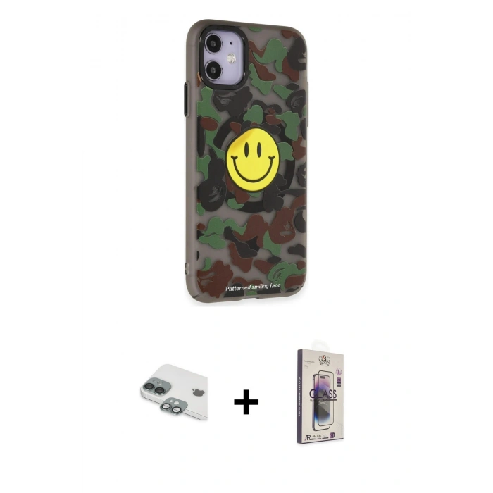 MARSİLYAN™- iPhone 11 Kılıf Nova Doku Koleksiyonu - Siyah Bilvis 3D Cam Ekran Koruyucu + Pers Alüminyum Kamera Lens - YL