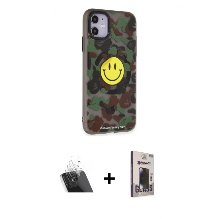 MARSİLYAN™- iPhone 11 Kılıf Nova Doku Koleksiyonu - Siyah Bilvis Hayalet Cam Ekran Koruyucu + Kamera Lens Koruma Cam - SF