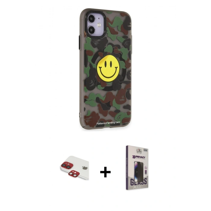 MARSİLYAN™- iPhone 11 Kılıf Nova Doku Koleksiyonu - Siyah Bilvis Hayalet Cam Ekran Koruyucu + Pers Alüminyum Kamera Lens - KI