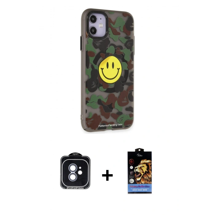 MARSİLYAN™- iPhone 11 Kılıf Nova Doku Koleksiyonu - Siyah Buffer Hayalet Cam Ekran Koruyucu + Mavi PVD Metal Kamera Lens