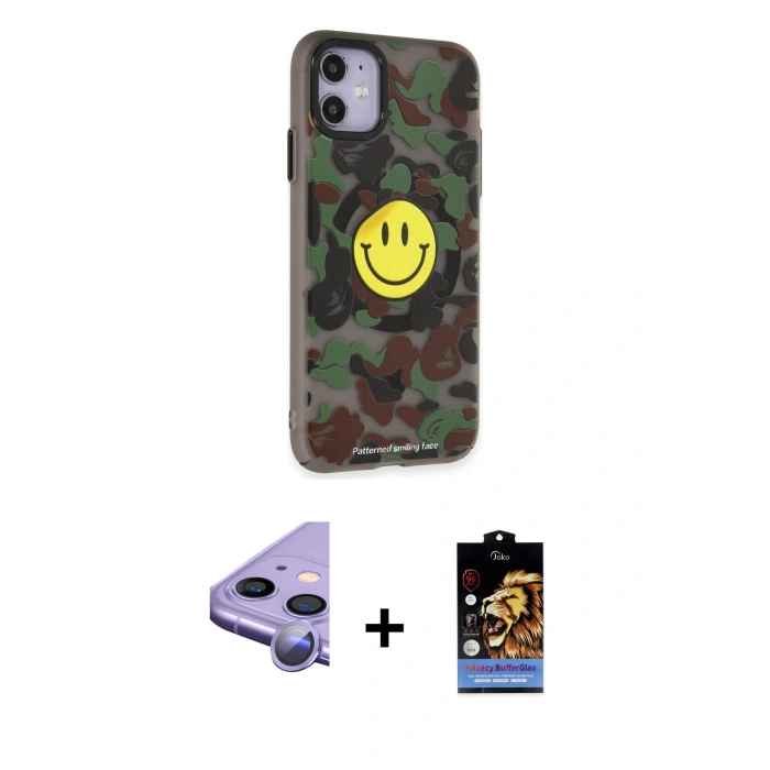 MARSİLYAN™- iPhone 11 Kılıf Nova Doku Koleksiyonu - Siyah Buffer Hayalet Cam Ekran Koruyucu + Raze Metal Kamera Lens - MR