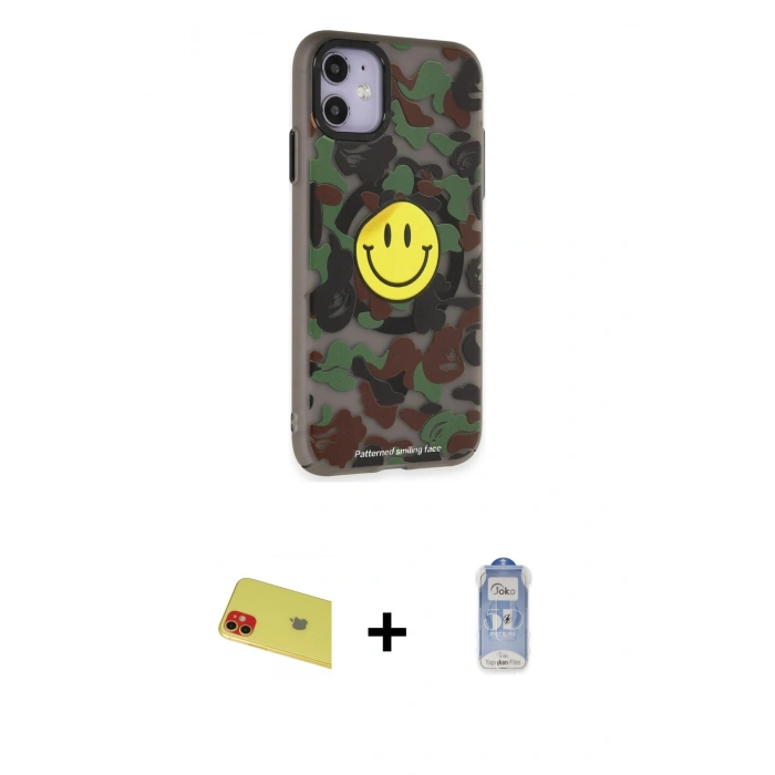 MARSİLYAN™- iPhone 11 Kılıf Nova Doku Koleksiyonu - Siyah Joko Magic 5D Cam + Rainbow Kamera Lens Koruma Cam - KI