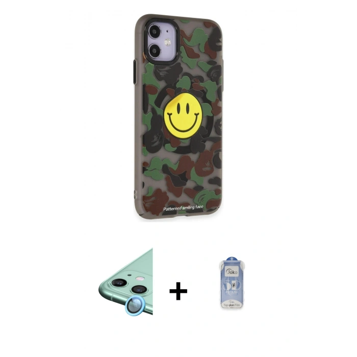 MARSİLYAN™- iPhone 11 Kılıf Nova Doku Koleksiyonu - Siyah Joko Magic 5D Cam + Raze Metal Kamera Lens - MI