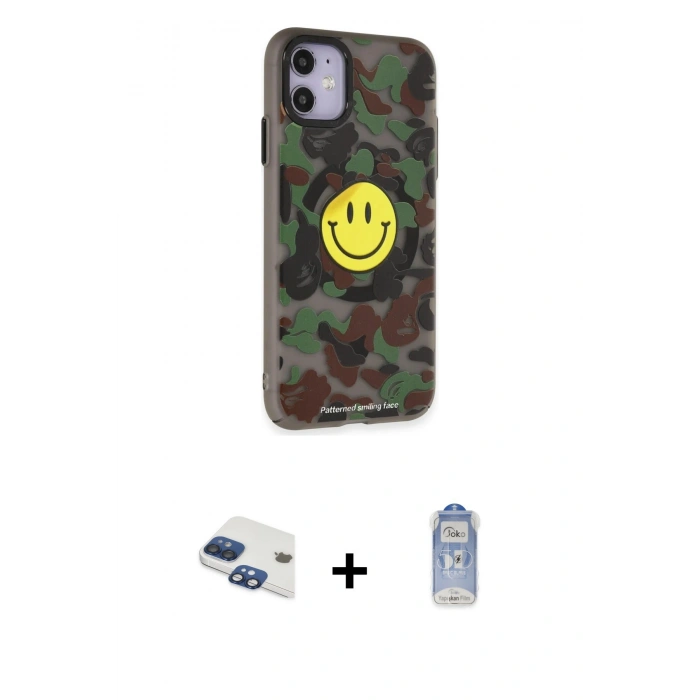 MARSİLYAN™- iPhone 11 Kılıf Nova Doku Koleksiyonu - Siyah Joko Magic 5D Cam + Pers Alüminyum Kamera Lens - LT