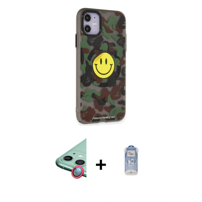 MARSİLYAN™- iPhone 11 Kılıf Nova Doku Koleksiyonu - Siyah Joko Magic 5D Cam + Raze Metal Kamera Lens - KI