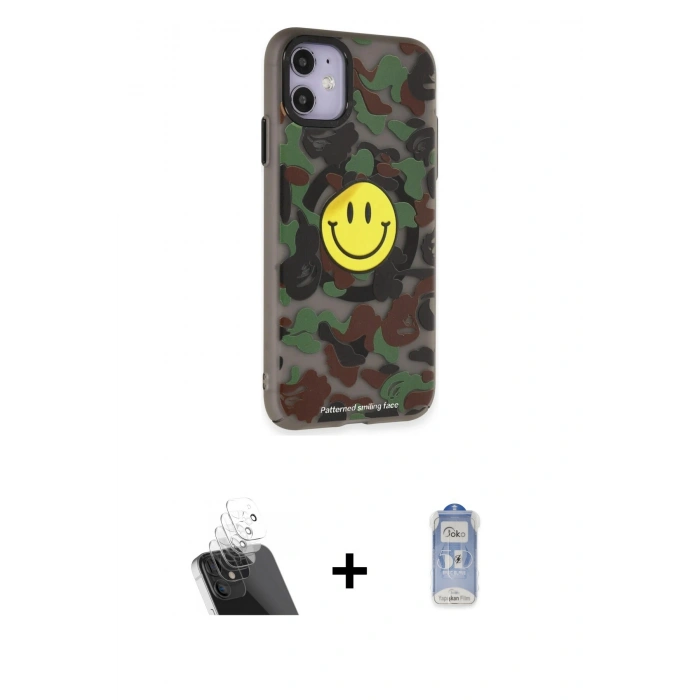 MARSİLYAN™- iPhone 11 Kılıf Nova Doku Koleksiyonu - Siyah Joko Magic 5D Cam + Şeffaf Kamera Lens Koruma Cam