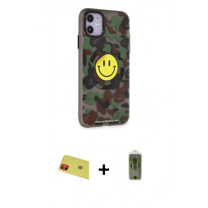 MARSİLYAN™- iPhone 11 Kılıf Nova Doku Koleksiyonu - Siyah Joko Magic 5D Hayalet Cam + Rainbow Kamera Lens Koruma Cam - KI