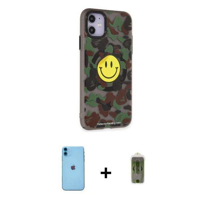 MARSİLYAN™- iPhone 11 Kılıf Nova Doku Koleksiyonu - Siyah Joko Magic 5D Hayalet Cam + Neon Fosforlu Kamera Lens - MI