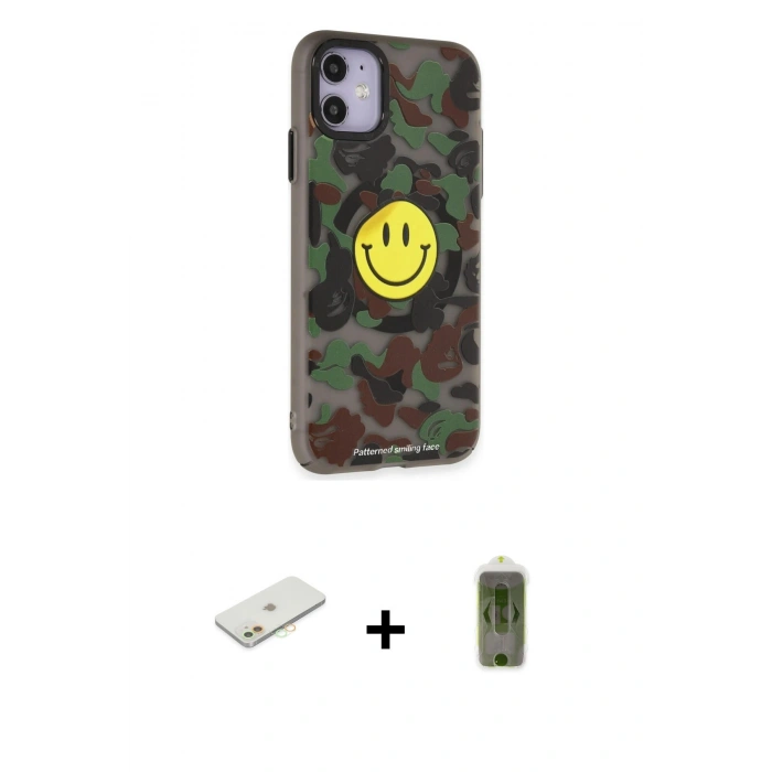 MARSİLYAN™- iPhone 11 Kılıf Nova Doku Koleksiyonu - Siyah Joko Magic 5D Hayalet Cam + Renkli Kamera Lens Koruma Cam - TU