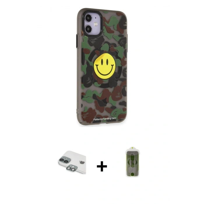 MARSİLYAN™- iPhone 11 Kılıf Nova Doku Koleksiyonu - Siyah Joko Magic 5D Hayalet Cam + Yeşil Pers Alüminyum Kamera Lens
