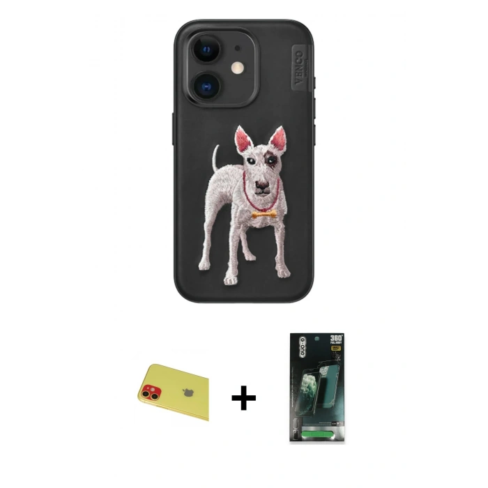 MARSİLYAN™- iPhone 11 Kılıf Nova Form Koleksiyonu - Şeffaf 360 Full Body Arka Koruyucu + Rainbow Kamera Lens Koruma Cam - KI