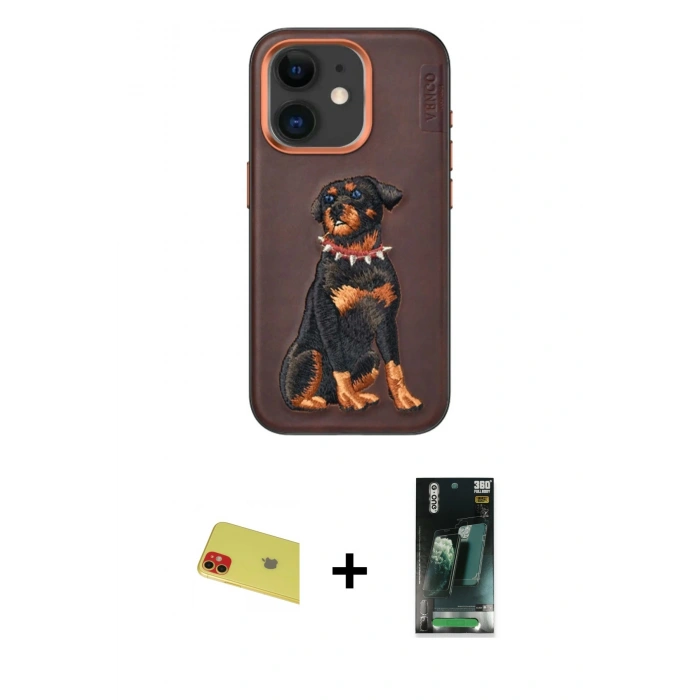 MARSİLYAN™- iPhone 11 Kılıf Nova Form Koleksiyonu - Şeffaf 360 Full Body Arka Koruyucu + Rainbow Kamera Lens Koruma Cam - KI