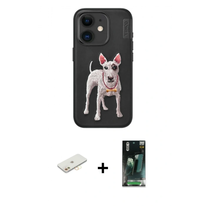 MARSİLYAN™- iPhone 11 Kılıf Nova Form Koleksiyonu - Şeffaf 360 Full Body Arka Koruyucu + Renkli Kamera Lens Koruma Cam - SI