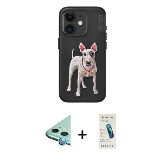 MARSİLYAN™- iPhone 11 Kılıf Nova Form Koleksiyonu - Şeffaf Pasifik Cam Ekran Koruyucu + Raze Metal Kamera Lens - MI