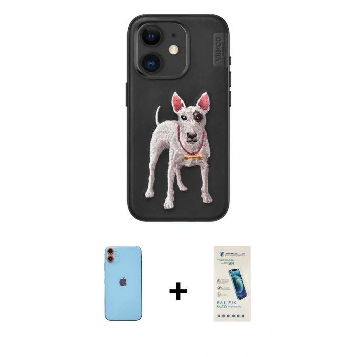 MARSİLYAN™- iPhone 11 Kılıf Nova Form Koleksiyonu - Şeffaf Pasifik Cam Ekran Koruyucu + Neon Fosforlu Kamera Lens - TU