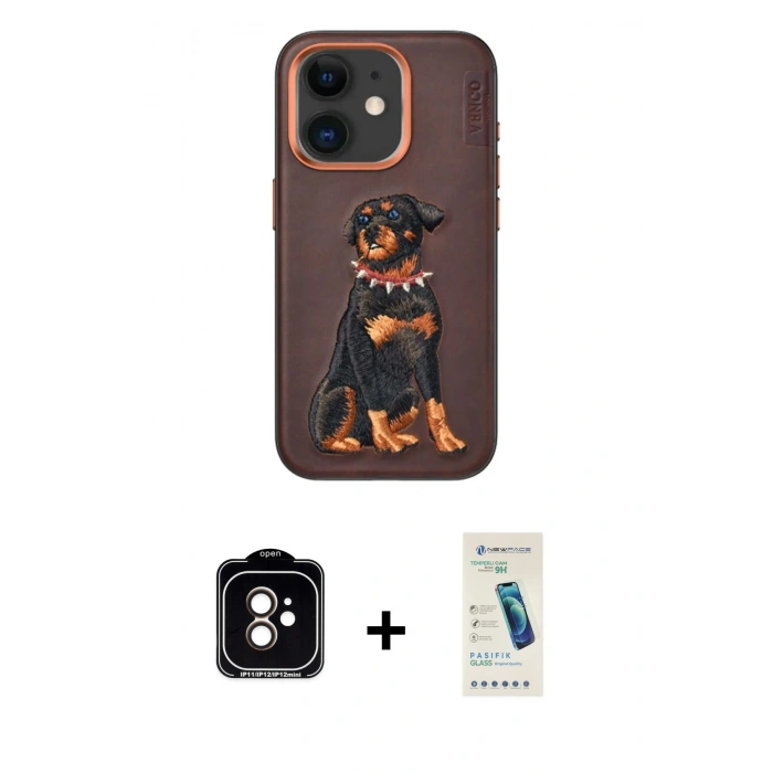 MARSİLYAN™- iPhone 11 Kılıf Nova Form Koleksiyonu - Şeffaf Pasifik Cam Ekran Koruyucu + PVD Metal Kamera Lens - TU