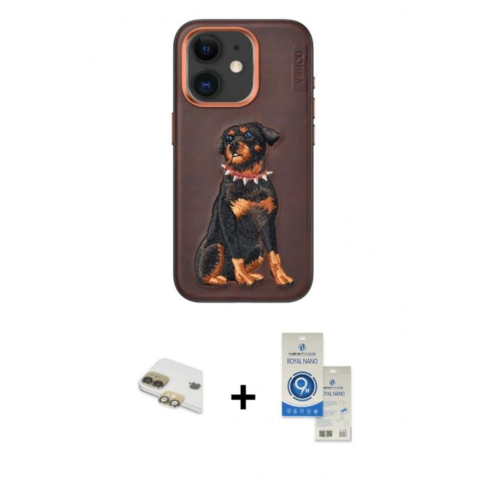 MARSİLYAN™- iPhone 11 Kılıf Nova Form Koleksiyonu - Şeffaf Royal Nano Ekran Koruyucu + Gold Pers Alüminyum Kamera Lens