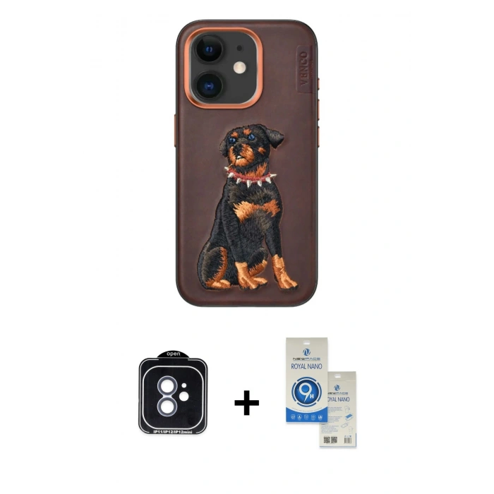 MARSİLYAN™- iPhone 11 Kılıf Nova Form Koleksiyonu - Şeffaf Royal Nano Ekran Koruyucu + PVD Metal Kamera Lens - MI