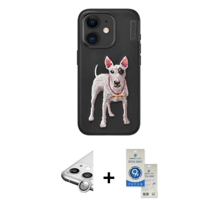 MARSİLYAN™- iPhone 11 Kılıf Nova Form Koleksiyonu - Şeffaf Royal Nano Ekran Koruyucu + Raze Metal Kamera Lens - GS