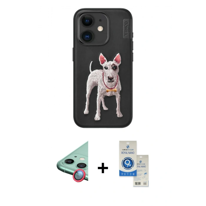 MARSİLYAN™- iPhone 11 Kılıf Nova Form Koleksiyonu - Şeffaf Royal Nano Ekran Koruyucu + Raze Metal Kamera Lens - KI