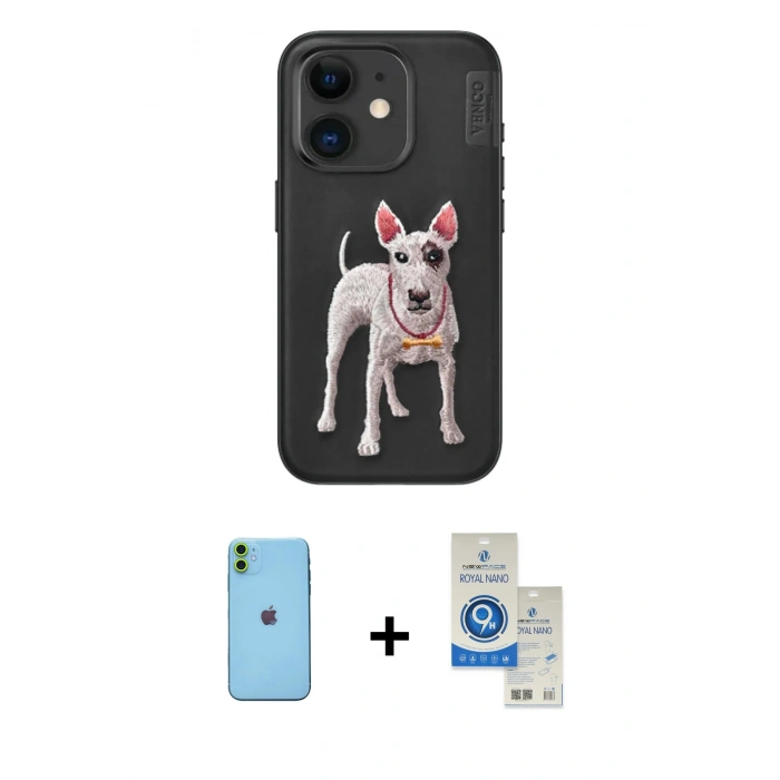 MARSİLYAN™- iPhone 11 Kılıf Nova Form Koleksiyonu - Şeffaf Royal Nano Ekran Koruyucu + Neon Fosforlu Kamera Lens - YL