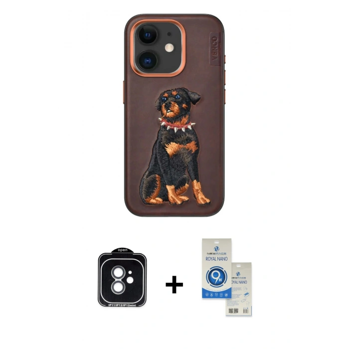 MARSİLYAN™- iPhone 11 Kılıf Nova Form Koleksiyonu - Şeffaf Royal Nano Ekran Koruyucu + PVD Metal Kamera Lens - YL