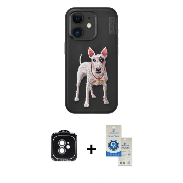 MARSİLYAN™- iPhone 11 Kılıf Nova Form Koleksiyonu - Şeffaf Royal Nano Ekran Koruyucu + PVD Metal Kamera Lens - YL