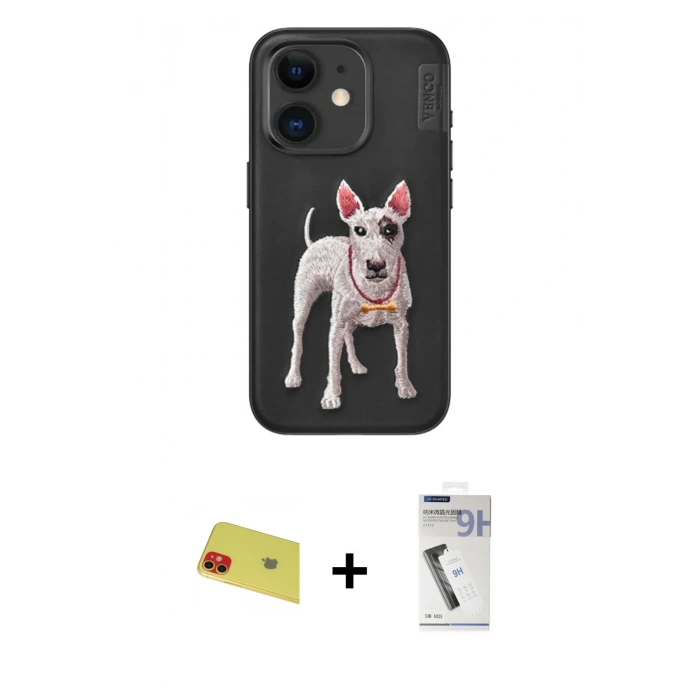 MARSİLYAN™- iPhone 11 Kılıf Nova Form Koleksiyonu - Şeffaf Uv Polymer Nano Ekran Koruyucu + Kırmızı Rainbow Kamera Lens Koruma Cam