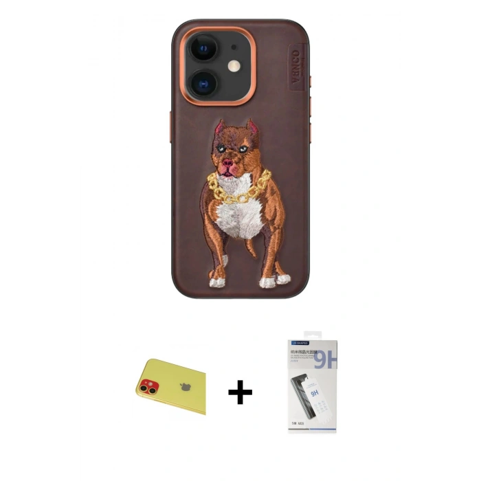 MARSİLYAN™- iPhone 11 Kılıf Nova Form Koleksiyonu - Şeffaf Uv Polymer Nano Ekran Koruyucu + Kırmızı Rainbow Kamera Lens Koruma Cam