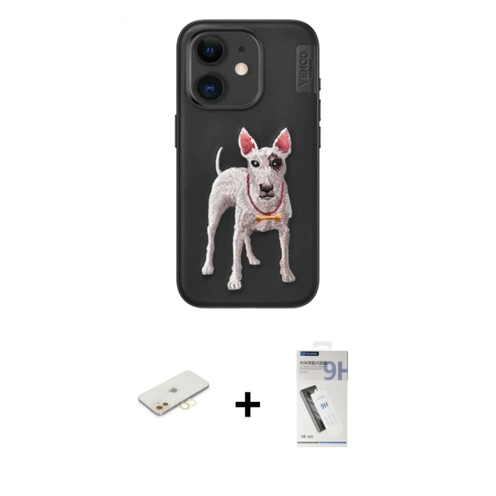 MARSİLYAN™- iPhone 11 Kılıf Nova Form Koleksiyonu - Şeffaf Uv Polymer Nano Ekran Koruyucu + Renkli Kamera Lens Koruma Cam - SI