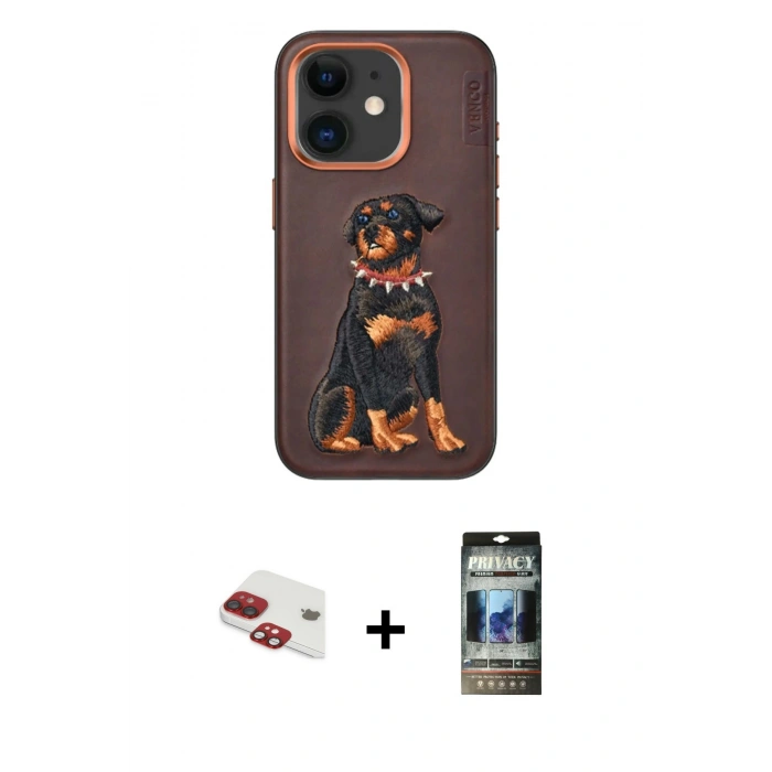 MARSİLYAN™- iPhone 11 Kılıf Nova Form Koleksiyonu - Siyah 34D Hayalet Izgaralı Cam + Pers Alüminyum Kamera Lens - KI