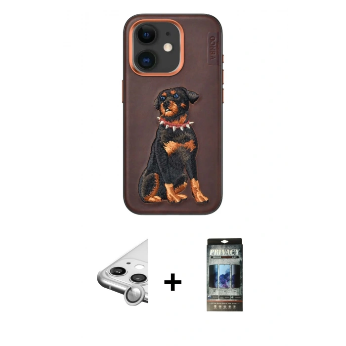 MARSİLYAN™- iPhone 11 Kılıf Nova Form Koleksiyonu - Siyah 34D Hayalet Izgaralı Cam + Raze Metal Kamera Lens - GS