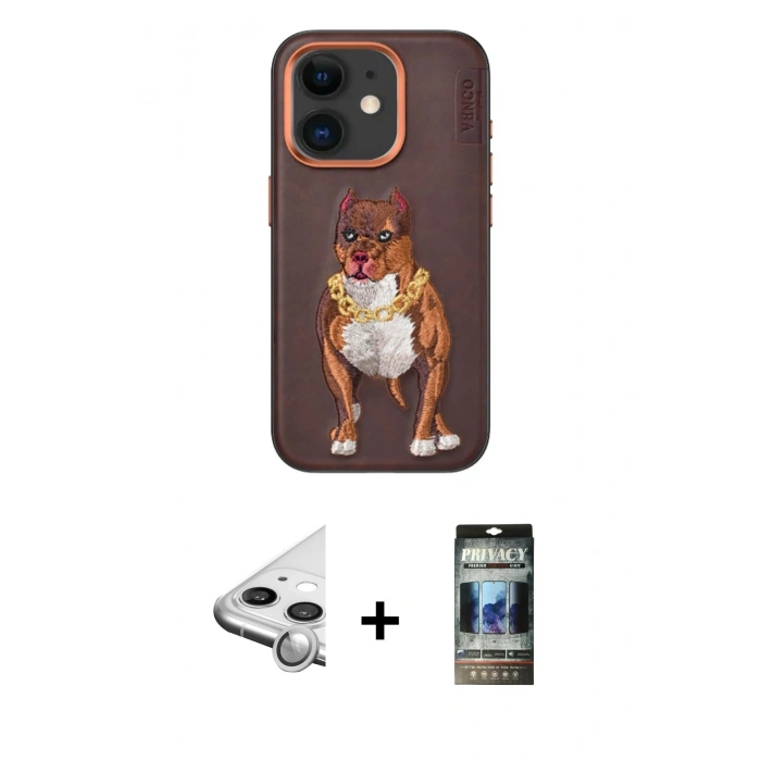 MARSİLYAN™- iPhone 11 Kılıf Nova Form Koleksiyonu - Siyah 34D Hayalet Izgaralı Cam + Raze Metal Kamera Lens - GS