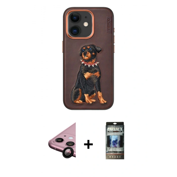 MARSİLYAN™- iPhone 11 Kılıf Nova Form Koleksiyonu - Siyah 34D Hayalet Izgaralı Cam + Raze Metal Kamera Lens - SH
