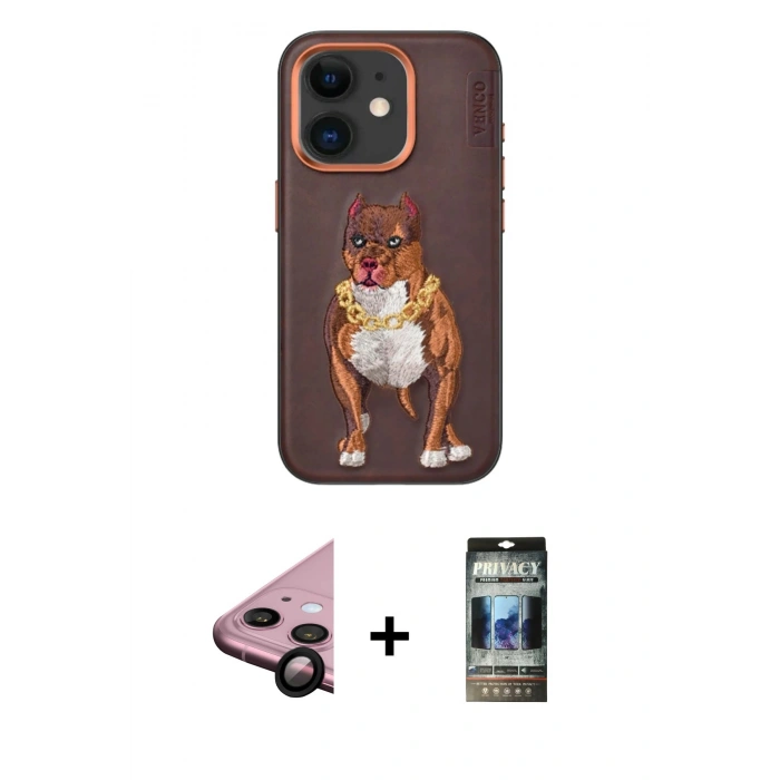 MARSİLYAN™- iPhone 11 Kılıf Nova Form Koleksiyonu - Siyah 34D Hayalet Izgaralı Cam + Raze Metal Kamera Lens - SH