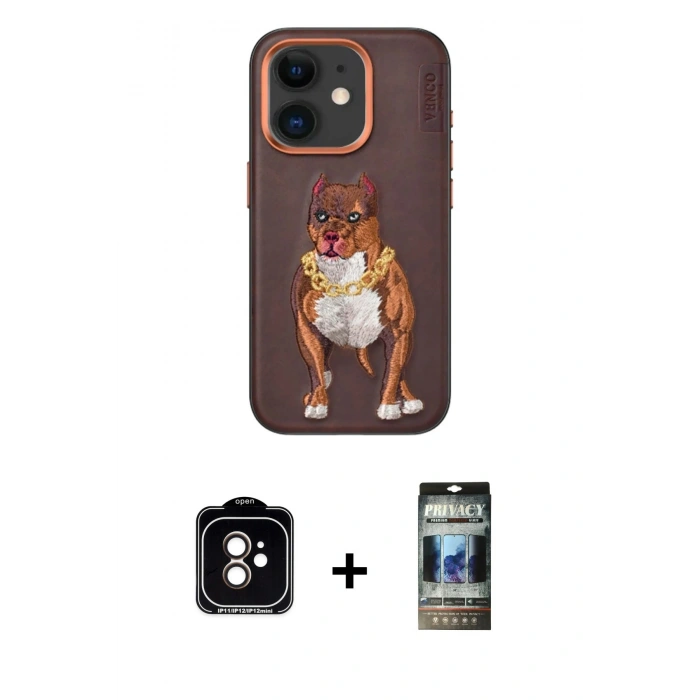 MARSİLYAN™- iPhone 11 Kılıf Nova Form Koleksiyonu - Siyah 34D Hayalet Izgaralı Cam + PVD Metal Kamera Lens - TU