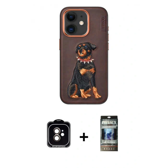 MARSİLYAN™- iPhone 11 Kılıf Nova Form Koleksiyonu - Siyah 34D Hayalet Izgaralı Cam + PVD Metal Kamera Lens - TU