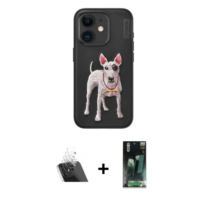 MARSİLYAN™- iPhone 11 Kılıf Nova Form Koleksiyonu - Siyah 360 Mat Full Body Arka Koruyucu + Kamera Lens Koruma Cam - SF