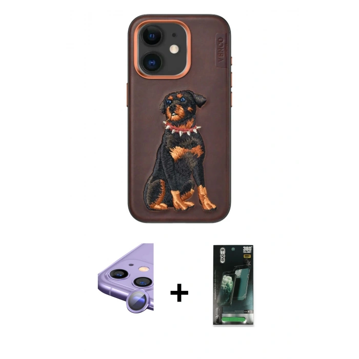 MARSİLYAN™- iPhone 11 Kılıf Nova Form Koleksiyonu - Siyah 360 Mat Full Body Arka Koruyucu + Raze Metal Kamera Lens - MR