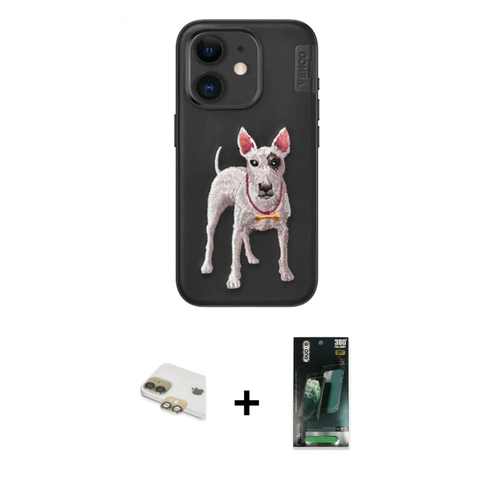 MARSİLYAN™- iPhone 11 Kılıf Nova Form Koleksiyonu - Siyah 360 Mat Full Body Arka Koruyucu + Pers Alüminyum Kamera Lens - GD