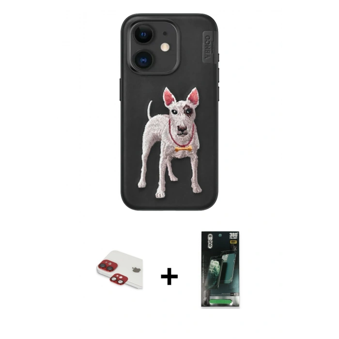 MARSİLYAN™- iPhone 11 Kılıf Nova Form Koleksiyonu - Siyah 360 Mat Full Body Arka Koruyucu + Pers Alüminyum Kamera Lens - KI