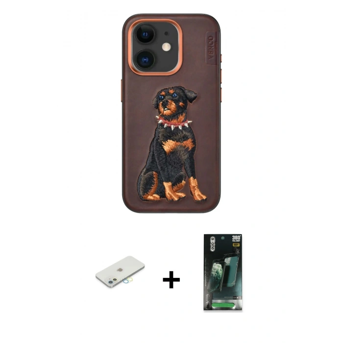 MARSİLYAN™- iPhone 11 Kılıf Nova Form Koleksiyonu - Siyah 360 Mat Full Body Arka Koruyucu + Renkli Kamera Lens Koruma Cam - SI