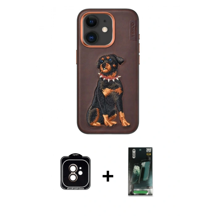 MARSİLYAN™- iPhone 11 Kılıf Nova Form Koleksiyonu - Siyah 360 Mat Full Body Arka Koruyucu + PVD Metal Kamera Lens - TU