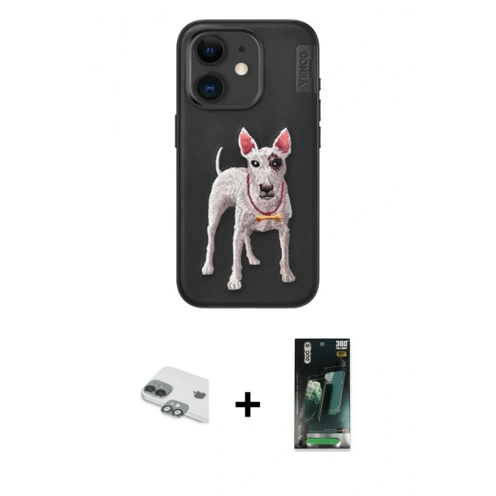 MARSİLYAN™- iPhone 11 Kılıf Nova Form Koleksiyonu - Siyah 360 Mat Full Body Arka Koruyucu + Pers Alüminyum Kamera Lens - YL