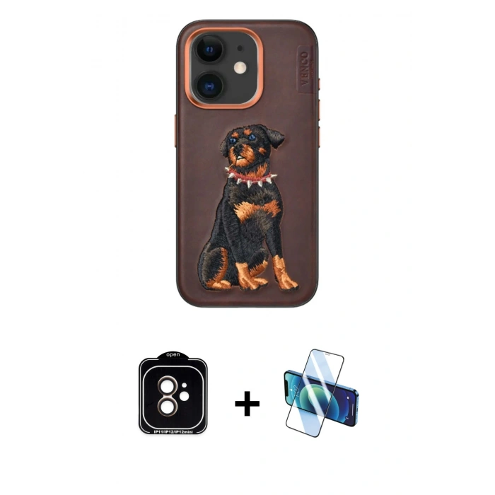 MARSİLYAN™- iPhone 11 Kılıf Nova Form Koleksiyonu - Siyah 3D Antistatik Cam Ekran Koruyucu + PVD Metal Kamera Lens - TU