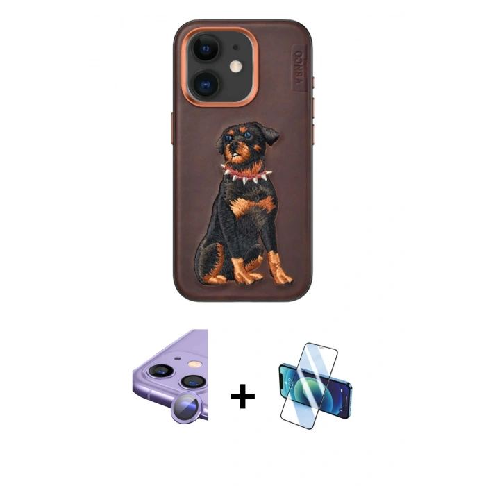 MARSİLYAN™- iPhone 11 Kılıf Nova Form Koleksiyonu - Siyah 3D Antistatik Cam Ekran Koruyucu + Raze Metal Kamera Lens - MR