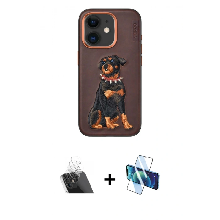 MARSİLYAN™- iPhone 11 Kılıf Nova Form Koleksiyonu - Siyah 3D Antistatik Cam Ekran Koruyucu + Kamera Lens Koruma Cam - SF